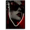 Mauro Ferretti LED-wandbeeld "Psyco" – modern leinwandbeeld 60x90 cm met 3D-acrylaat en krachtige rode, zwarte en witte contrasten