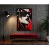 Mauro Ferretti LED-wandbeeld "Psyco" – modern leinwandbeeld 60x90 cm met 3D-acrylaat en krachtige rode, zwarte en witte contrasten