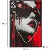 Mauro Ferretti LED-wandbeeld "Psyco" – modern leinwandbeeld 60x90 cm met 3D-acrylaat en krachtige rode, zwarte en witte contrasten
