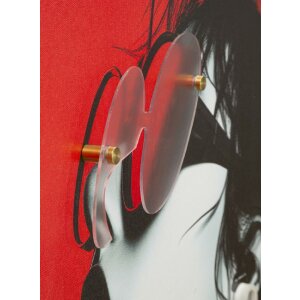 Mauro Ferretti Moderne LED-Wandbeeld "Psyco" 60x90 cm met 3D-Applikatie, multicolor met rode, zwarte en witte accenten