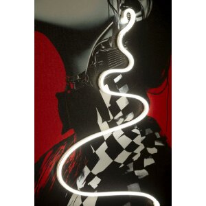 Mauro Ferretti Moderne LED-Wandbeeld "Psyco" 60x90 cm met 3D-Applikatie, multicolor met rode, zwarte en witte accenten