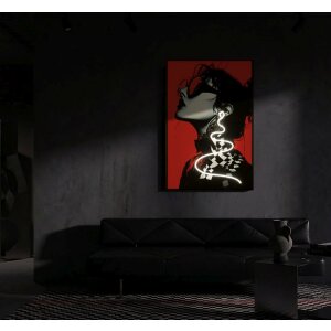 Mauro Ferretti Moderne LED-Wandbeeld "Psyco" 60x90 cm met 3D-Applikatie, multicolor met rode, zwarte en witte accenten