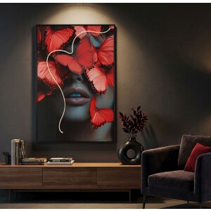 Mauro Ferretti LED-schilderij "Butterflies" 60x90 cm – 3D acryl met rode tinten