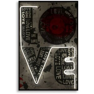 Mauro Ferretti LED-wandbeeld "Love" 60x90 cm – 3D acryl-applikatie, multicolor urban pop