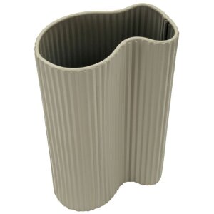 Mauro Ferretti Vaas "Frankfurt" 21x12x36 cm, wit, ijzer, golvende textuur