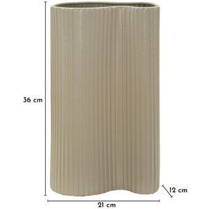 Mauro Ferretti Vaas "Frankfurt" 21x12x36 cm, wit, ijzer, golvende textuur