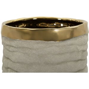 Mauro Ferretti Vaas "Lima Open" Ø15,5x40 cm Grijsgoud