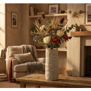 Mauro Ferretti Vaas "Lima Open" Ø15,5x40 cm Grijsgoud