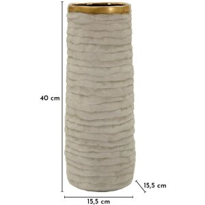 Mauro Ferretti Vaas "Lima Open" Ø15,5x40 cm Grijsgoud