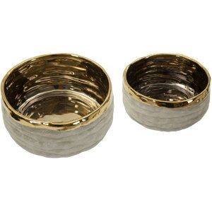 Mauro Ferretti Cachepot-set "Lima" 2-delig, grijsgoud met goudgekleurde binnenkant