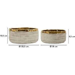 Mauro Ferretti Cachepot-set "Lima" 2-delig, grijsgoud met goudgekleurde binnenkant