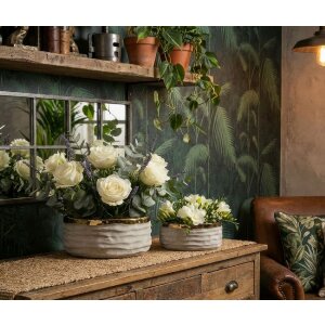 Mauro Ferretti Cachepot-set "Lima" 2-delig, grijsgoud met goudgekleurde binnenkant