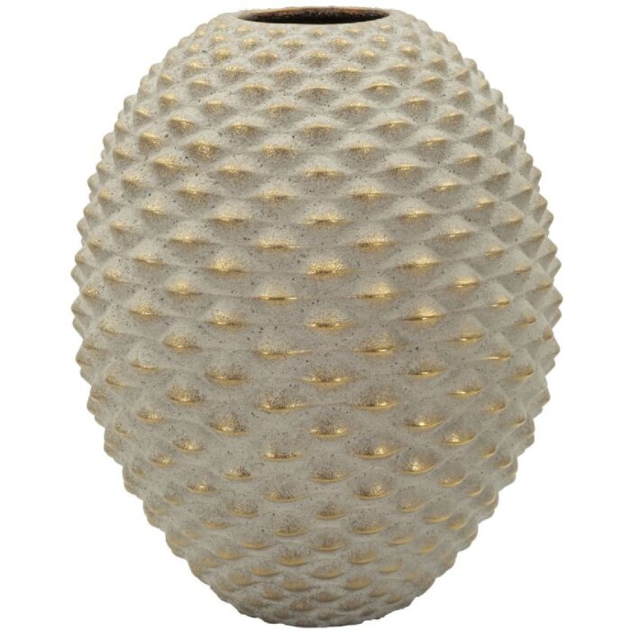 Mauro Ferretti Dekorvaas "Pepipas Ball" Ø29,5x36 cm, grijze keramiek met gouden accenten