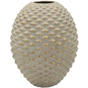 Mauro Ferretti Dekorvaas "Pepipas Ball" Ø29,5x36 cm, grijze keramiek met gouden accenten