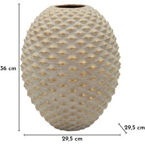 Mauro Ferretti Dekorvaas "Pepipas Ball" Ø29,5x36 cm, grijze keramiek met gouden accenten