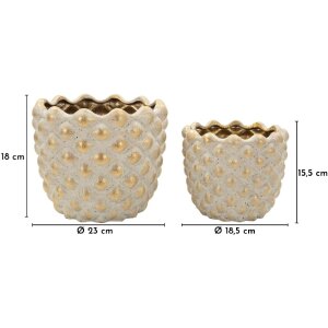 Mauro Ferretti Cachepot-set "Pepitas" 2-delig, grijs met gouden accenten