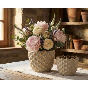 Mauro Ferretti Cachepot-set "Pepitas" 2-delig, grijs met gouden accenten