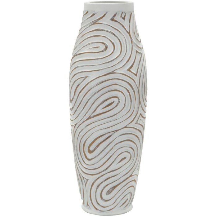 Mauro Ferretti Vase "Oblix" Ø18,5x50 cm Weiß gekälkt