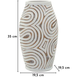 Mauro Ferretti Vaas "Oblix" Ø19,5x35 cm Wit gekalkt