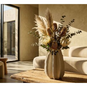 Mauro Ferretti Decoratieve Vaas "Ester" Ø26x40 cm, Natuur/Crème met Gesprenkelde Structuur