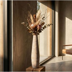 Mauro Ferretti Vaas "Hanoi" Ø17x68,5 cm Wit gekalkt