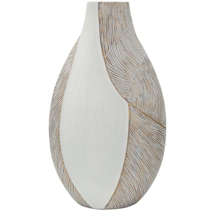 Mauro Ferretti Deko Vaas "Ho Chi Minh" 29,5x13,5x50 cm Wit Gekalkt