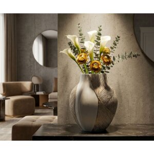 Mauro Ferretti Vaas "Ho Chi Minh" 27x11,5x31 cm Wit gekalkt