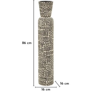 Mauro Ferretti Vaas "Nairobi" Ø16x86 cm Wit/Zwart