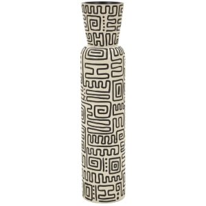 Mauro Ferretti Vaas "Nairobi" Ø15,5x65 cm Wit/Zwart