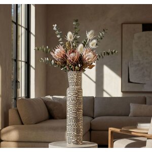 Mauro Ferretti Vaas "Nairobi" Ø15,5x65 cm Wit/Zwart