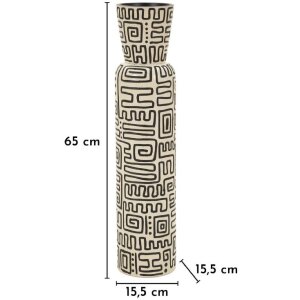 Mauro Ferretti Vaas "Nairobi" Ø15,5x65 cm Wit/Zwart