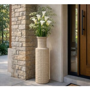 Mauro Ferretti Hoge Tuinvaas "Sand" Beige Ø24,5x97 cm