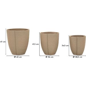 Mauro Ferretti Outdoor Plantenpot Set "Peru" 3-delig – grijstint, modern design
