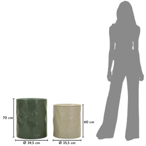 Mauro Ferretti Beistelltisch Set Norimberga 2 teilig Metall Weiß Grün