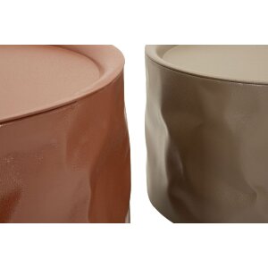 Mauro Ferretti Couchtisch Set Norimberga 2 teilig Metall Rot Weiß