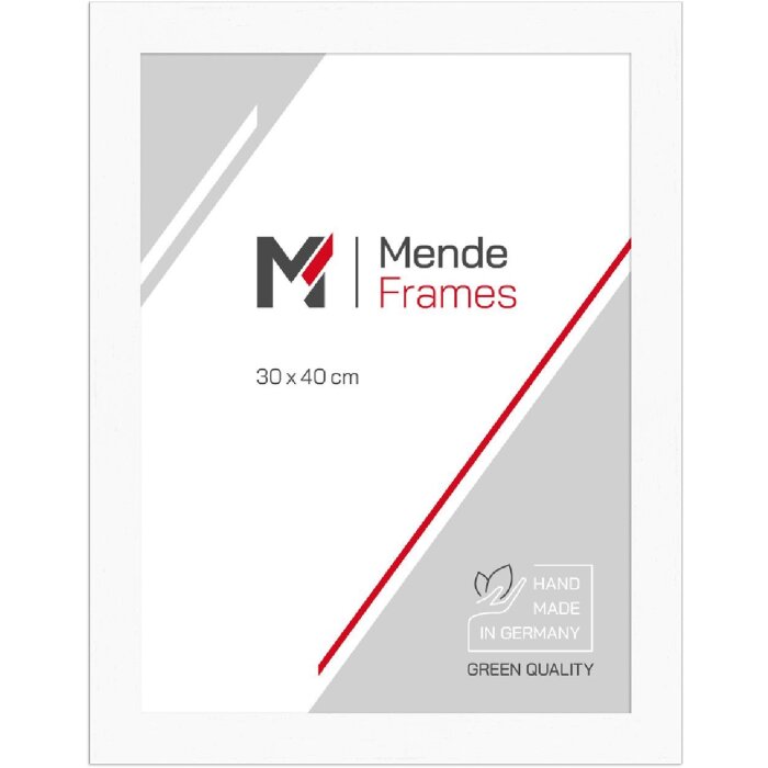 MendeFrames Houten fotolijst H970 wit gemasert 60x90 cm met museumsglas