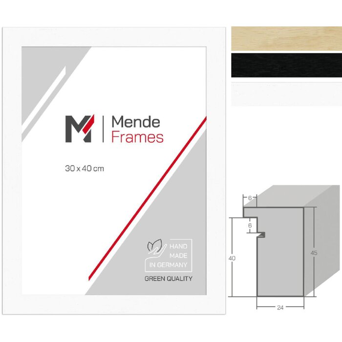 MendeFrames H970 houten fotolijst natuurlijk wit zwart 40 mm inlegdiepte