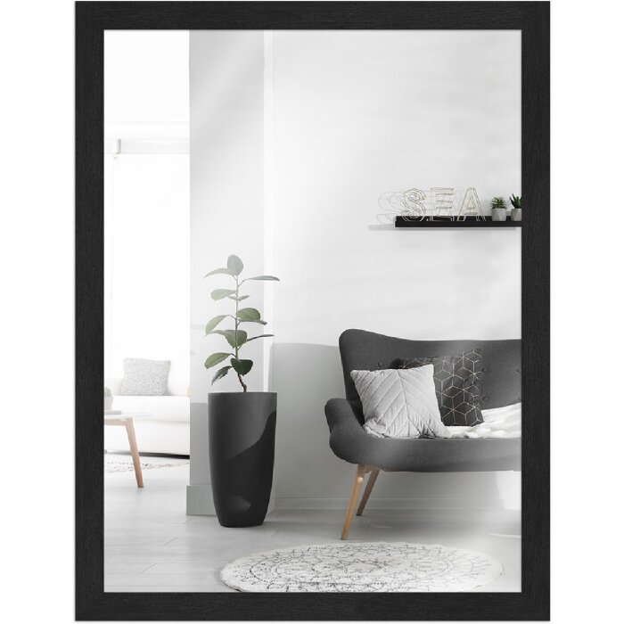 MendeFrames wandspiegel 60x60 cm, zwart gemasert, houten profiel