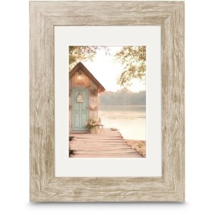 Hama Bilderrahmen Cottage – Landelijke fotolijst met houtstructuur, bruin, pastel-mint, taupe en oud-wit