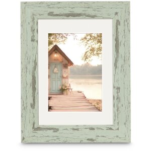 Hama Bilderrahmen Cottage – Landelijke fotolijst met houtstructuur, bruin, pastel-mint, taupe en oud-wit