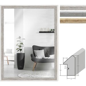 MendeFrames Wandspiegel H790 Strandhuis – Wit, Grijs, Natuur, 10x10-70x100 cm