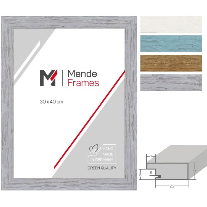 MendeFrames H750 fotolijst massief hout 3,2 cm breed, eik, blauw, grijs, wit