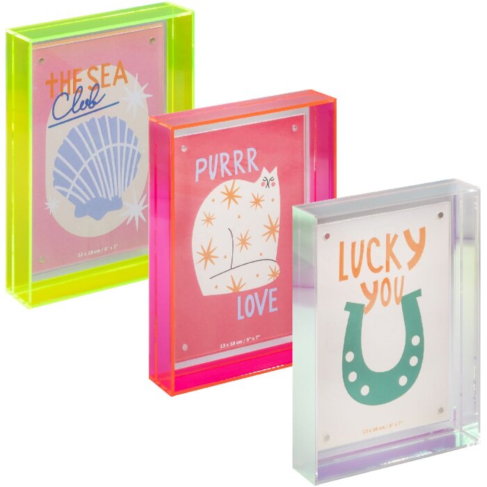 Walther Summertime Neon Acrylportretlijst 13x18 cm – Iridescent, Neon Geel, Neon Roze