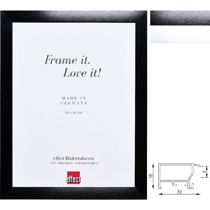 Effect A1 Brandwerend Kader Profiel S3 Aluminium 30mm Zwart Zilver