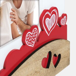 ZEP Romantische Houten Fotolijst Giulietta 10x15 cm met Hartdecoratie Roze en Wit