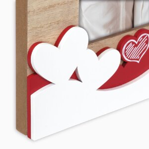 ZEP Romantische Houten Fotolijst Giulietta 15x10 cm Hoogformaat met Hartdecoratie Rood Wit