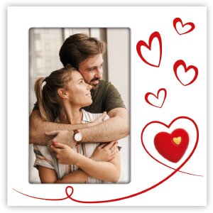 ZEP Roberta wit houten fotolijst 10x15 cm hoog formaat met harten en opstelvoet