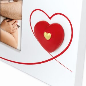 ZEP Roberta wit houten fotolijst 10x15 cm hoog formaat met harten en opstelvoet