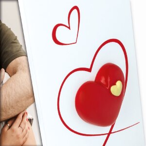 ZEP Roberta wit houten fotolijst 10x15 cm hoog formaat met harten en opstelvoet