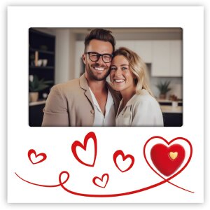 ZEP Roberta wit houten fotolijst 10x15 cm met harten en standaard